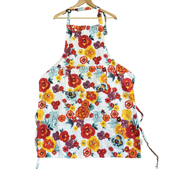 RUVANTI Apron Women's Cotton Multi Floral Adjustable Two Pockets Cottagecore - Picture 1 of 8